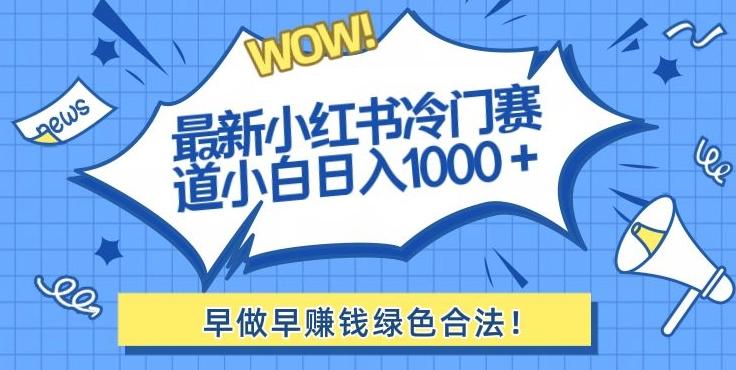 最新小红书冷门赛道日入1000+一部手机小白轻松-搞钱日记