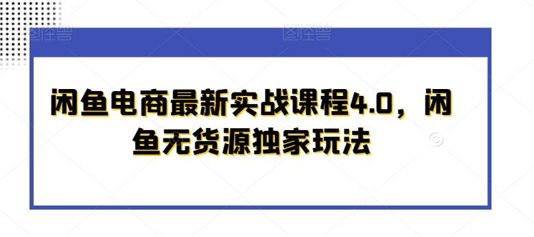 闲鱼电商最新实战课程4.0，闲鱼无货源独家玩法-搞钱日记