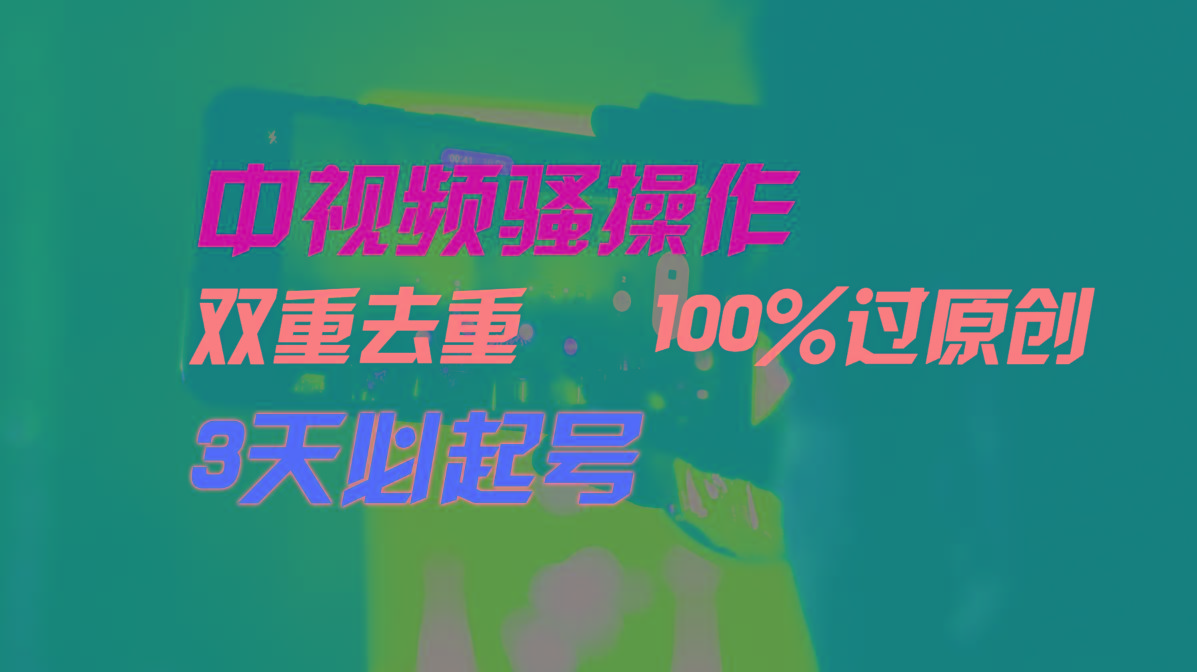 中视频骚操作，双重去重100%过原创，3天比必起号，简单无脑，月入3W+-搞钱日记