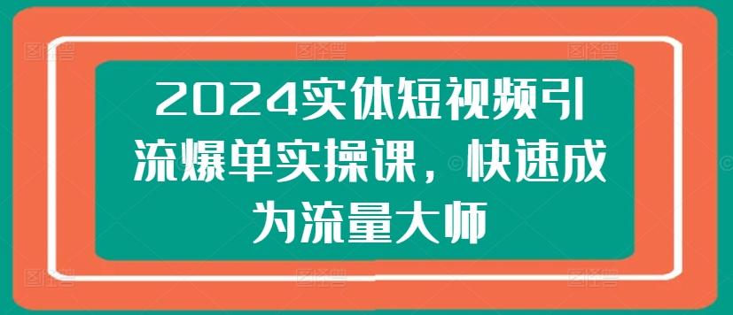 2024实体短视频引流爆单实操课，快速成为流量大师-搞钱日记