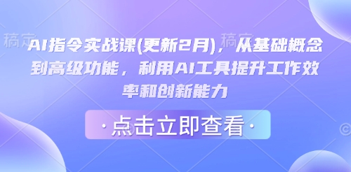 AI指令实战课(更新2月)，从基础概念到高级功能，利用AI工具提升工作效率和创新能力-搞钱日记