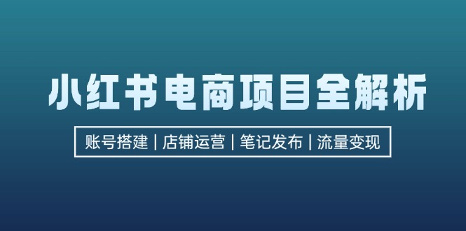 小红书电商项目全解析，包括账号搭建、店铺运营、笔记发布  实现流量变现-搞钱日记