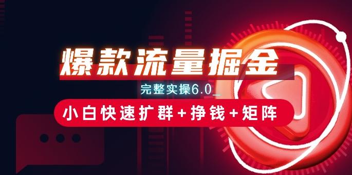 爆款流量掘金_完整实操6.0_小白快速扩群+挣钱+矩阵思路【揭秘】-搞钱日记