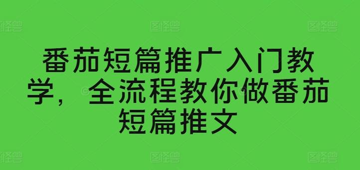 番茄短篇推广入门教学，全流程教你做番茄短篇推文-搞钱日记