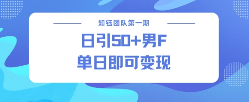 男粉引流新方法不违规，当日即可变现-搞钱日记