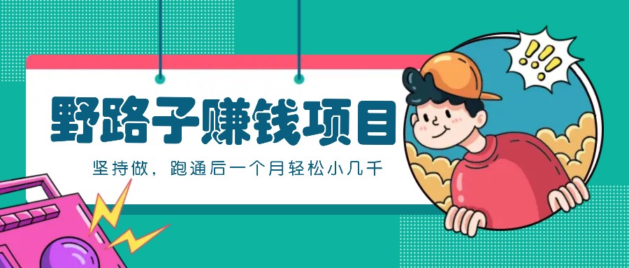 一个人就能操作的野路子赚钱项目，零成本零门槛坚持做，跑通后一个月小几千！-搞钱日记