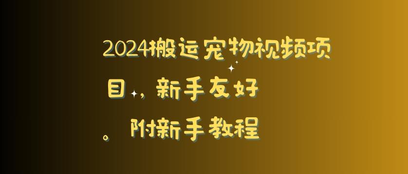 2024搬运宠物视频项目，新手友好，完美去重，附新手教程【揭秘】-搞钱日记