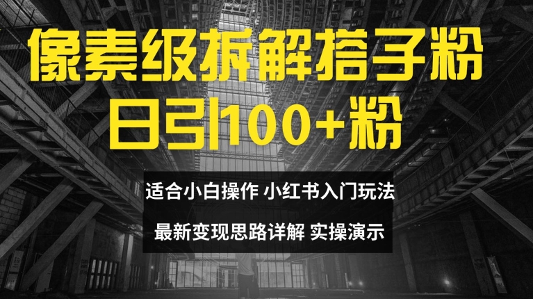 像素级拆解搭子粉，日引100+，小白看完可上手，最新变现思路详解【揭秘】-搞钱日记