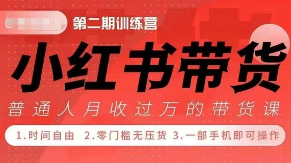 小Red书带货42天训练营 2.0版，宝妈+自由职+上班族+大学生，提高副业收入的大红利项目-搞钱日记
