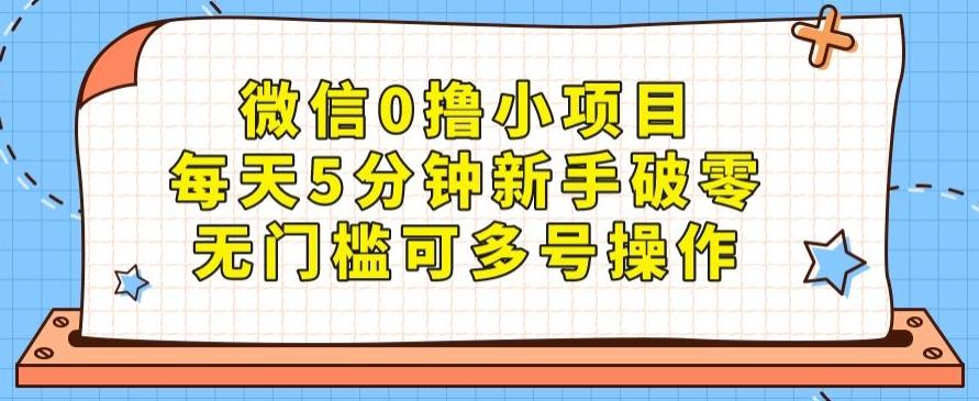 微信0撸小项目，每天5分钟新手破零，无门槛可多号操作-搞钱日记