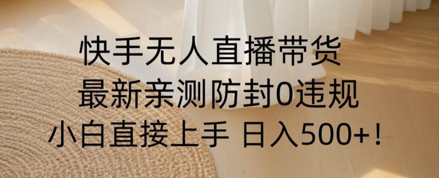 快手无人直播带货从0-1落地教学，最新防封0粉开播，小白可上手日入500+【揭秘】-搞钱日记