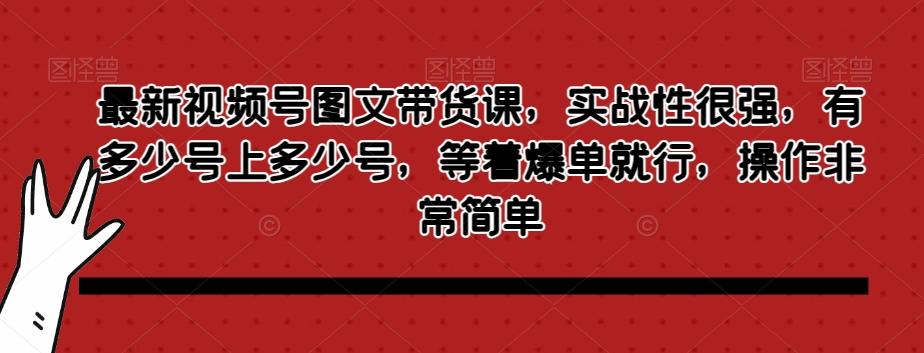 最新视频号图文带货课，实战性很强，有多少号上多少号，等着爆单就行，操作非常简单-搞钱日记