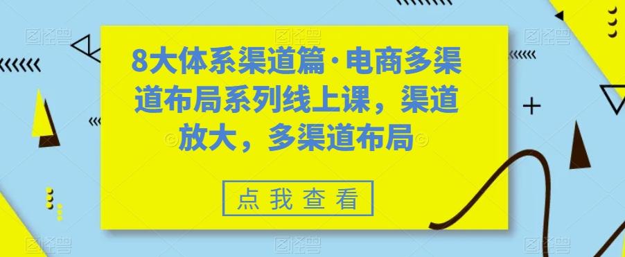 8大体系渠道篇·电商多渠道布局系列线上课，渠道放大，多渠道布局-搞钱日记