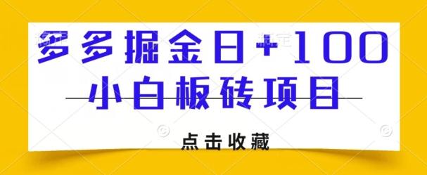 多多掘金日+100，小白板砖项目-搞钱日记