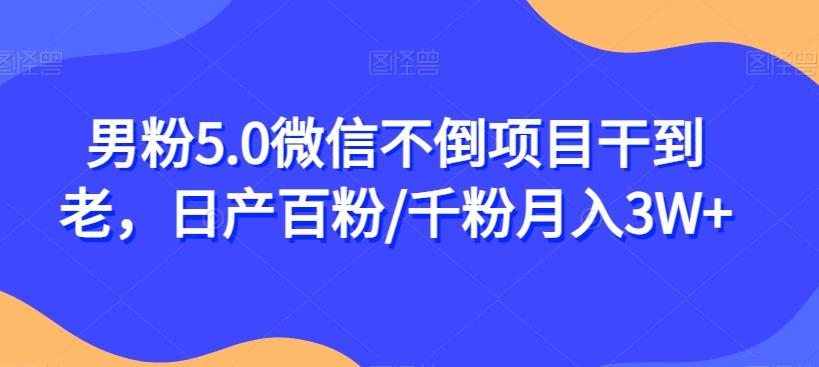 男粉5.0微信不倒项目干到老，日产百粉/千粉月入3W+【揭秘】-搞钱日记