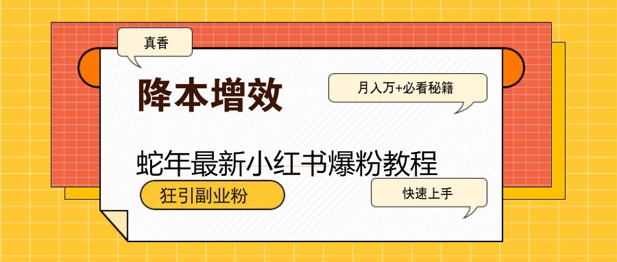 蛇年最新小红书爆粉教程，狂引副业粉，月入万+必看-搞钱日记