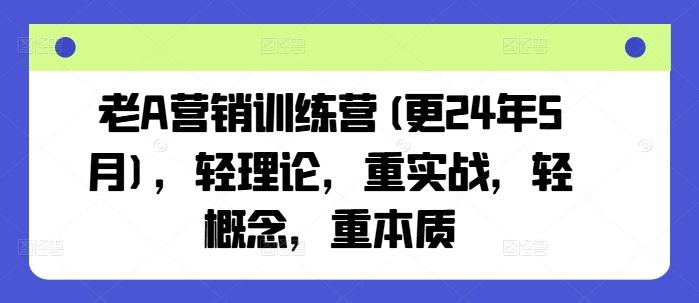 老A营销训练营(更24年6月)，轻理论，重实战，轻概念，重本质-搞钱日记