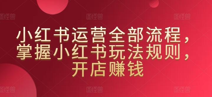 小红书运营全部流程，掌握小红书玩法规则，开店赚钱-搞钱日记
