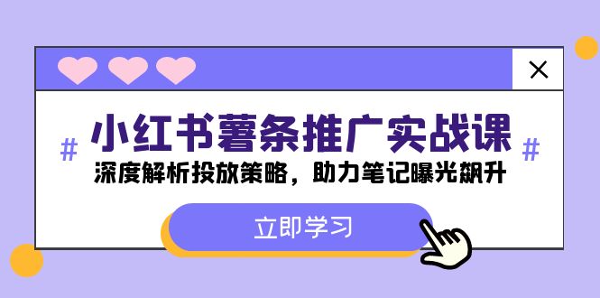 小红书-薯条推广实战课：深度解析投放策略，助力笔记曝光飙升-搞钱日记