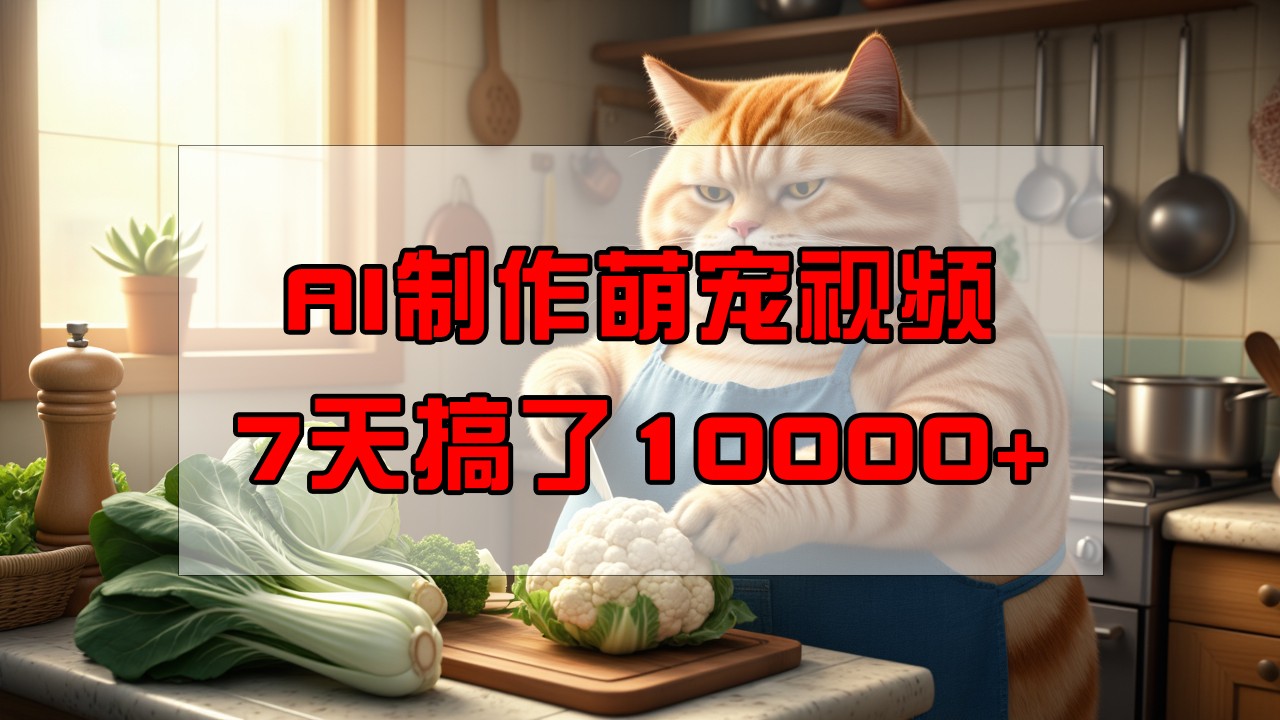 靠AI制作萌宠视频，7天搞了1万+，操作简单门槛低，有手机就行-搞钱日记