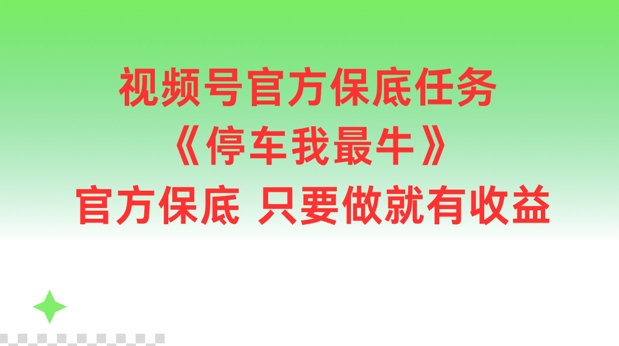 视频号官方保底任务，停车我最牛，官方保底只要做就有收益【揭秘】-搞钱日记
