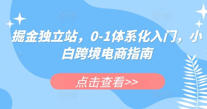 掘金独立站，0-1体系化入门，小白跨境电商指南-搞钱日记