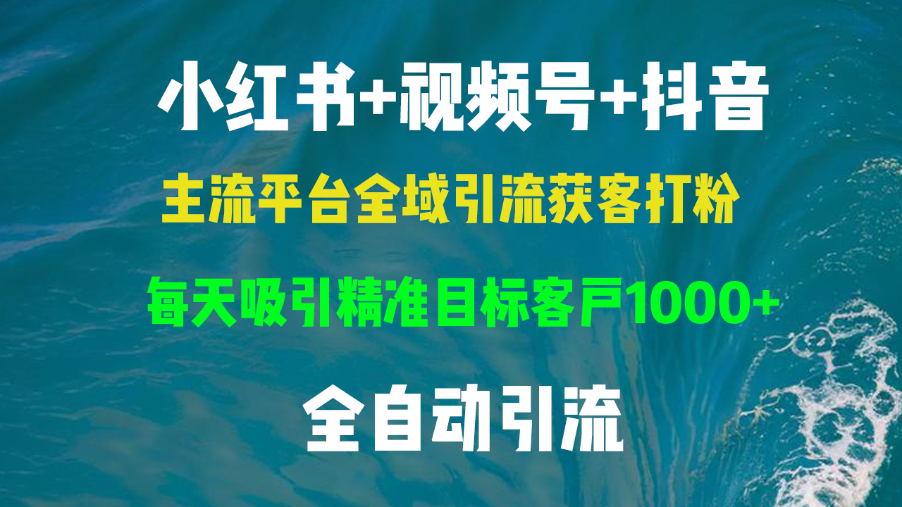 小红书，视频号，抖音主流平台全域引流获客打粉，每天吸引精准目标客户...-搞钱日记