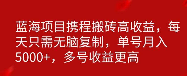 携程搬砖项目，只需每天无脑复制，月入5000+-搞钱日记
