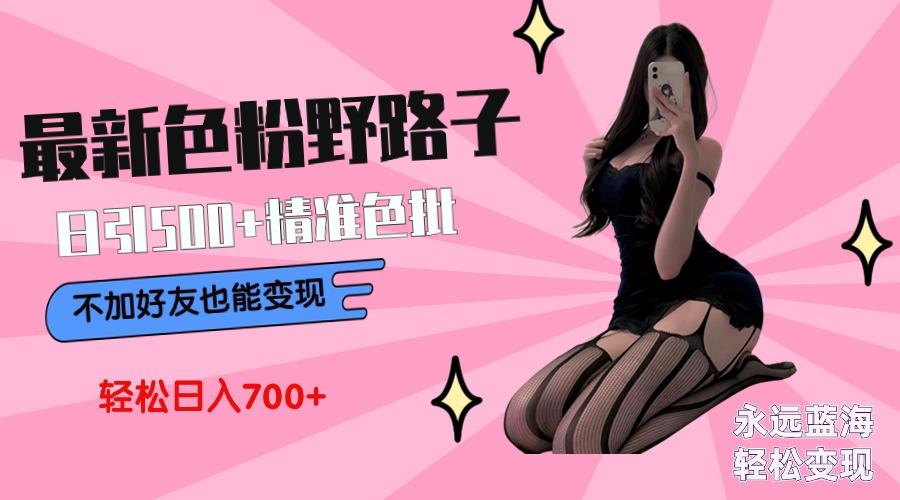 最新色粉变现野路子，日引500+老色批 可不加好友直接变现 小白轻松日入700+-搞钱日记