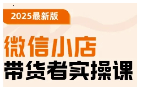 2025最新版微信小店带货者实操课，基础操作到高级运营技巧，快速上手-搞钱日记