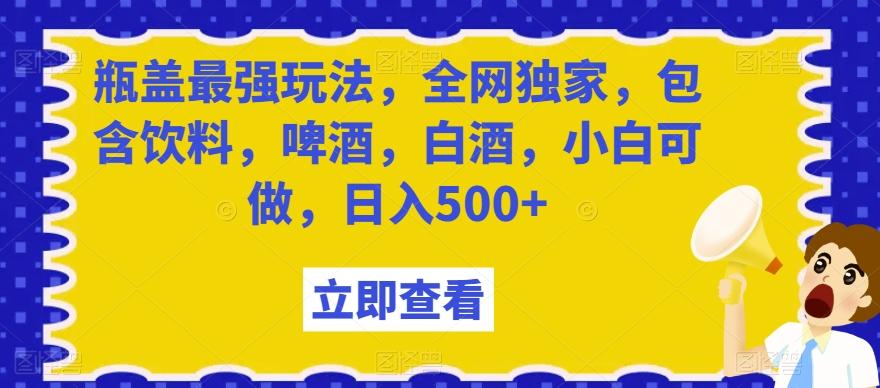 瓶盖最强玩法，全网独家，包含饮料，啤酒，白酒，小白可做，日入500+【揭秘】-搞钱日记