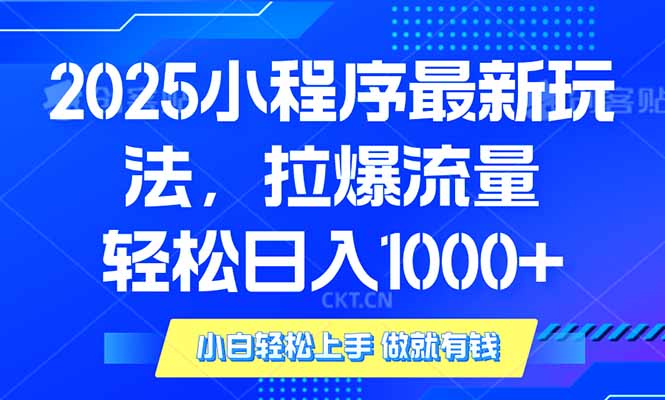 2025年小程序最新玩法，流量直接拉爆，单日稳定变现1000+-搞钱日记