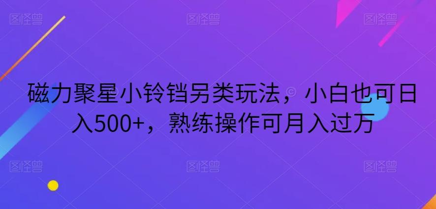 磁力聚星小铃铛另类玩法，小白也可日入500+，熟练操作可月入过万-搞钱日记