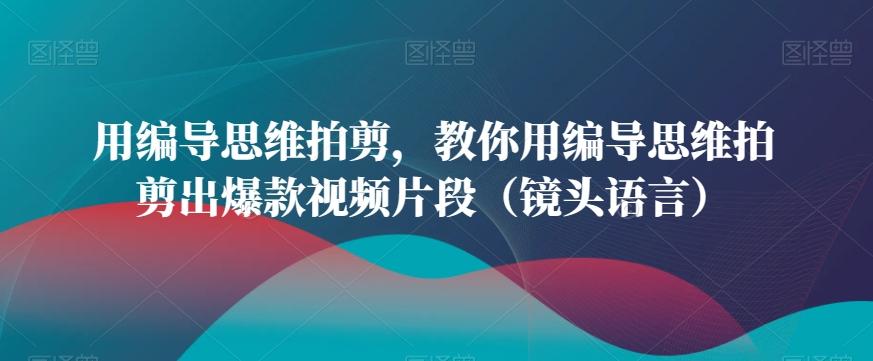 用编导思维拍剪，教你用编导思维拍剪出爆款视频片段(镜头语言)-搞钱日记