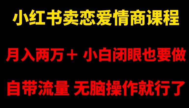 小红书卖恋爱情商课程，月入两万＋，小白闭眼也要做，自带流量，无脑操作就行了【揭秘】-搞钱日记