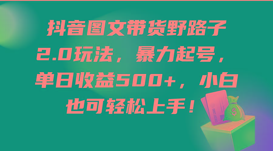 (9790期)抖音图文带货野路子2.0玩法，暴力起号，单日收益500+，小白也可轻松上手！-搞钱日记