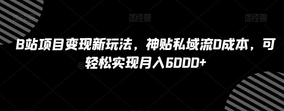 B站项目变现新玩法，神贴私域流0成本，可轻松实现月入6000+【揭秘】-搞钱日记