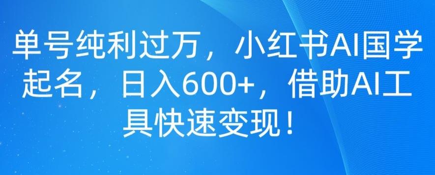 单号纯利过万，小红书AI国学起名，日入600+，借助AI工具快速变现-搞钱日记