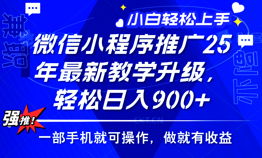 2025年微信小程序推广，最新教学升级，轻松日入900+，小白宝妈轻松上手...-搞钱日记