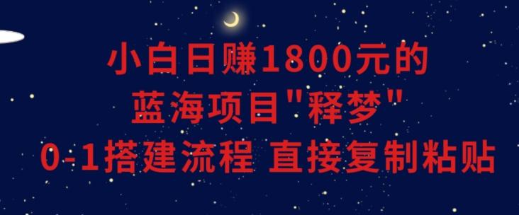 小白能日赚1800元的蓝海项目”释梦”0-1搭建流程可直接复制粘贴长期做【揭秘】-搞钱日记