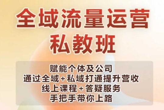 全域流量运营操盘课，赋能个体及公司通过全域+私域打通提升营收-搞钱日记
