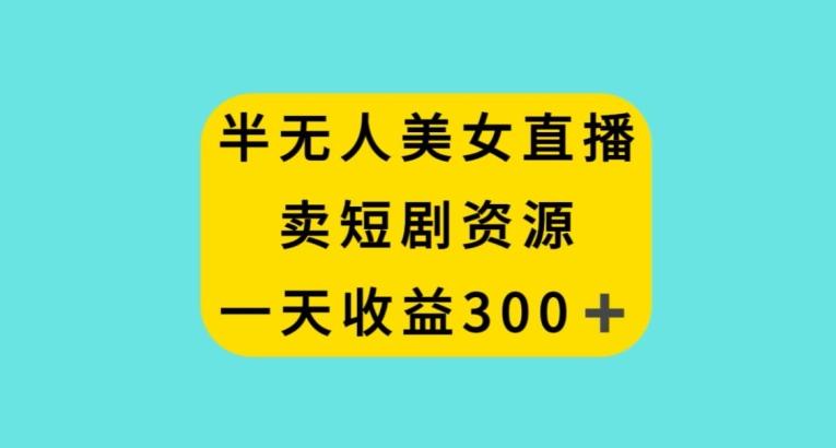 半无人美女直播，卖短剧资源，一天收益300+【揭秘】-搞钱日记