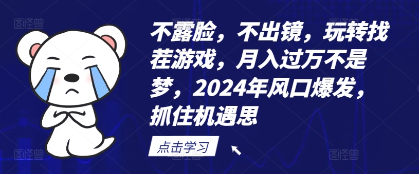 不露脸，不出镜，玩转找茬游戏，月入过万不是梦，2024年风口爆发，抓住机遇【揭秘】-搞钱日记