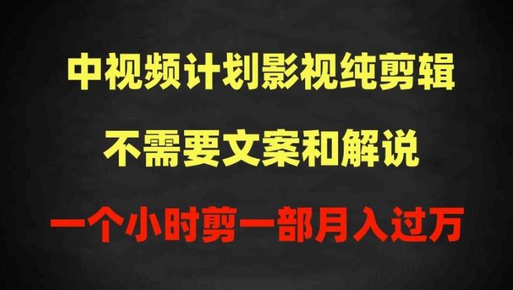 中视频计划影视纯剪辑，不需要文案和解说，一个小时剪一部，100%过原创月入过万【揭秘】-搞钱日记