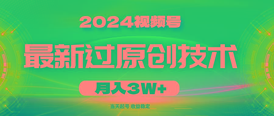 2024视频号最新过原创技术，当天起号，收益稳定，月入3W+-搞钱日记