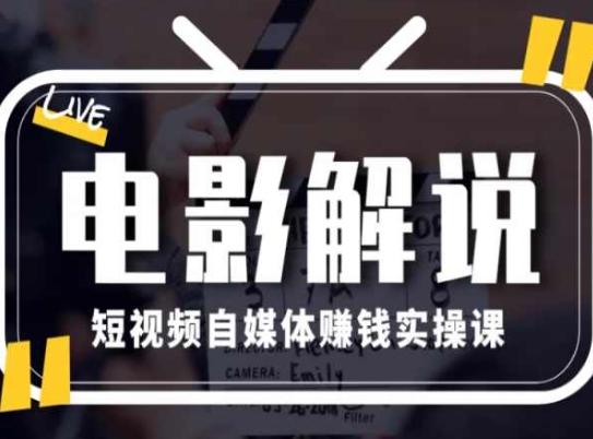 电影解说短视频自媒体赚钱实操课，教你做电影解说短视频，月赚1万-搞钱日记