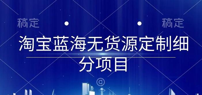 淘宝蓝海无货源定制细分项目，从0到起店实操全流程【揭秘】-搞钱日记