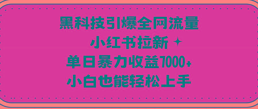 (9679期)黑科技引爆全网流量小红书拉新，单日暴力收益7000+，小白也能轻松上手-搞钱日记
