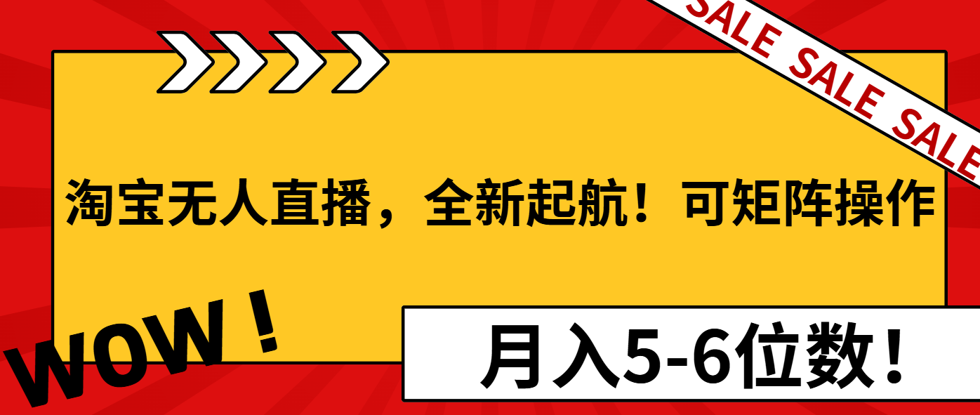 淘宝无人直播，全新起航！可矩阵操作，月入5-6位数！-搞钱日记