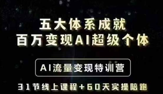五大体系成就百万变现AI超级个体- AI流量变现特训营，一步一步教你一个人怎么年入百W-搞钱日记